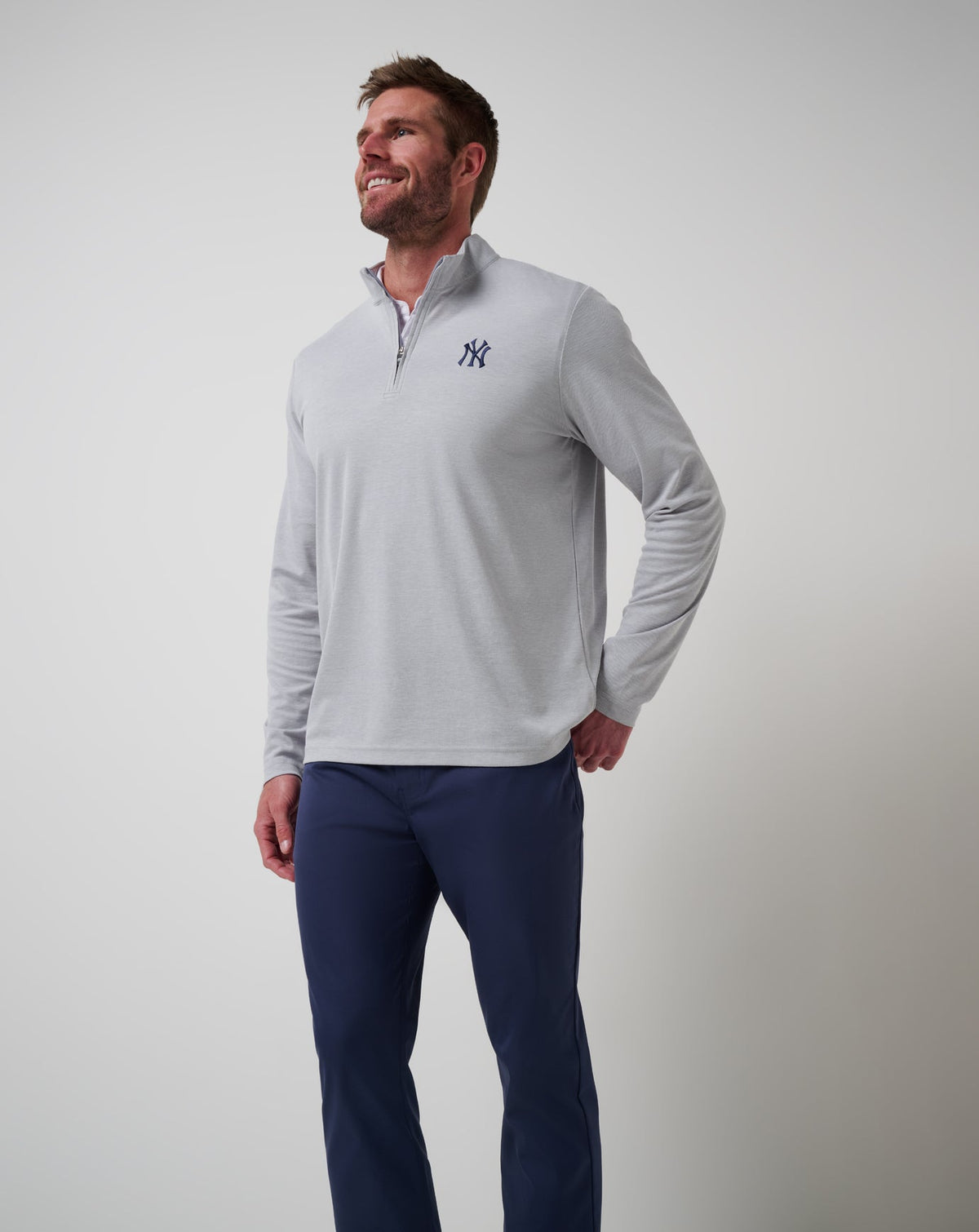 Travis Mathew Sale New York Yankees Time To Tailgate Quarter Zip Men|Game Day|New