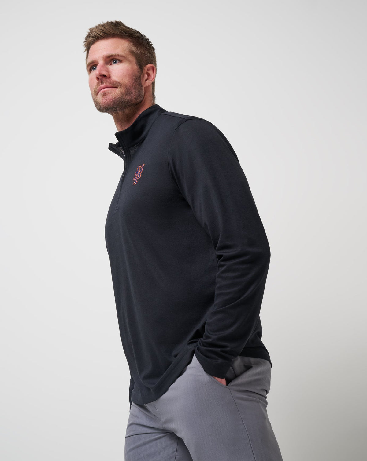 Travis Mathew Discount New York Mets Time To Tailgate Quarter Zip Men|New