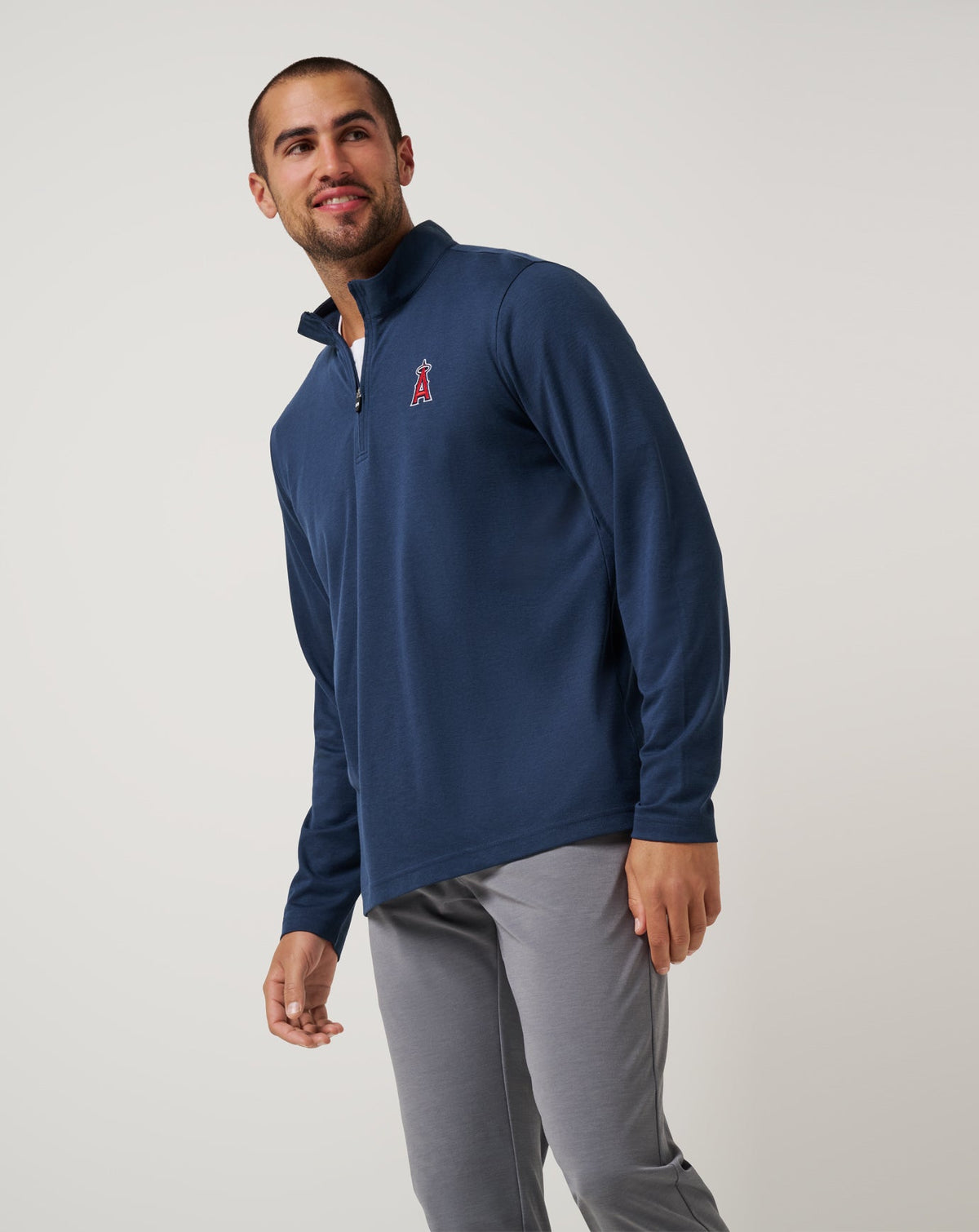 Travis Mathew Online Los Angeles Angels Time To Tailgate Quarter Zip Men|New