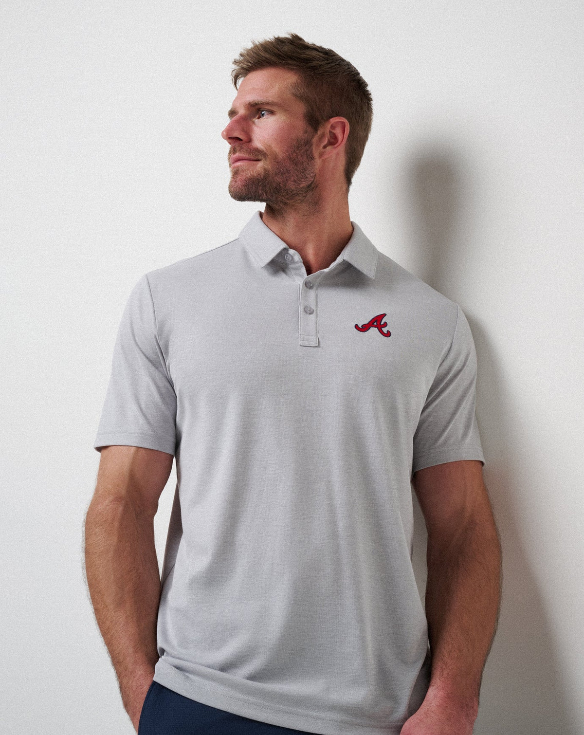 Travis Mathew Discount Atlanta Braves Playoff Pitch Polo Men|New
