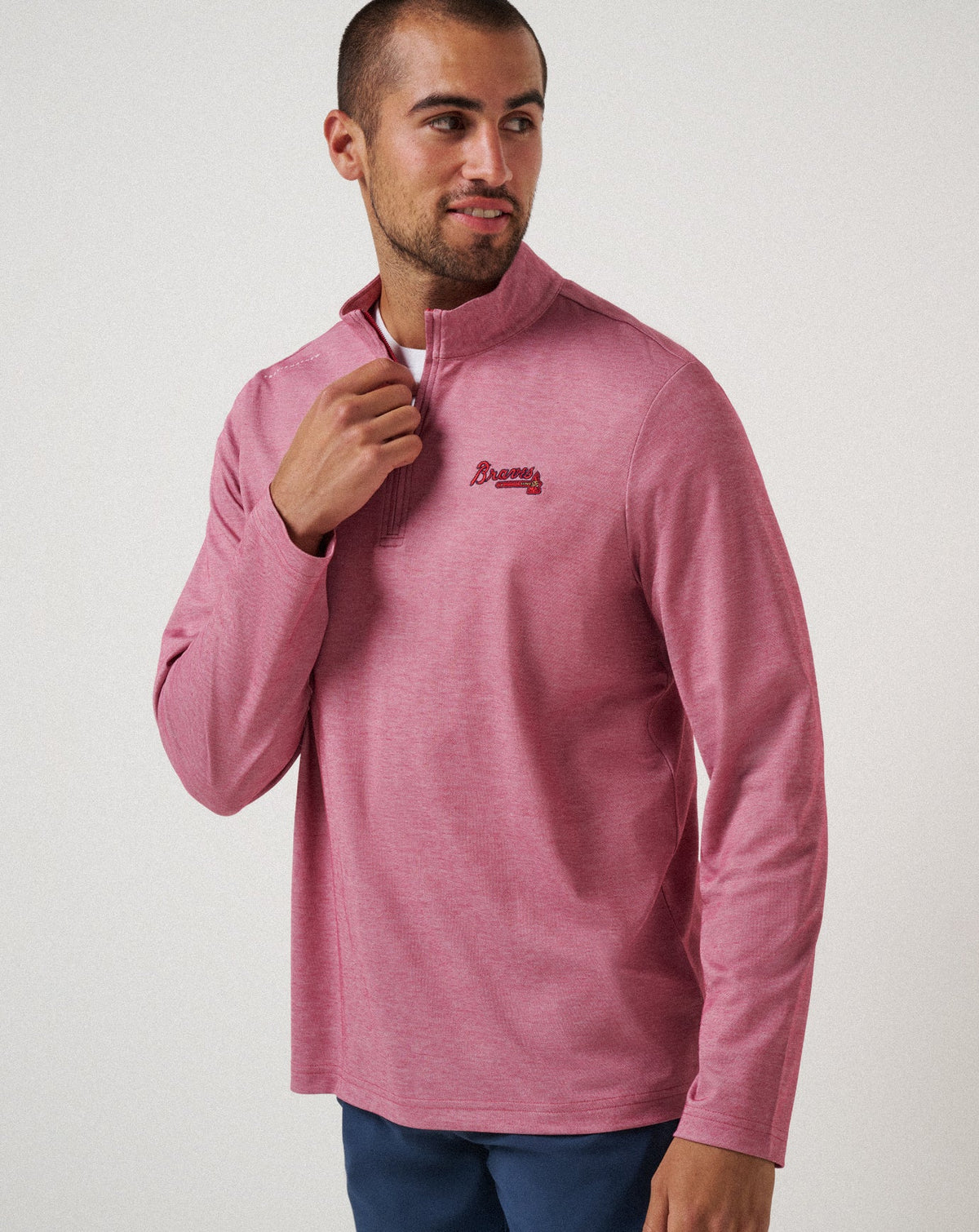Travis Mathew Discount Atlanta Braves Time To Tailgate Quarter Zip Men|New