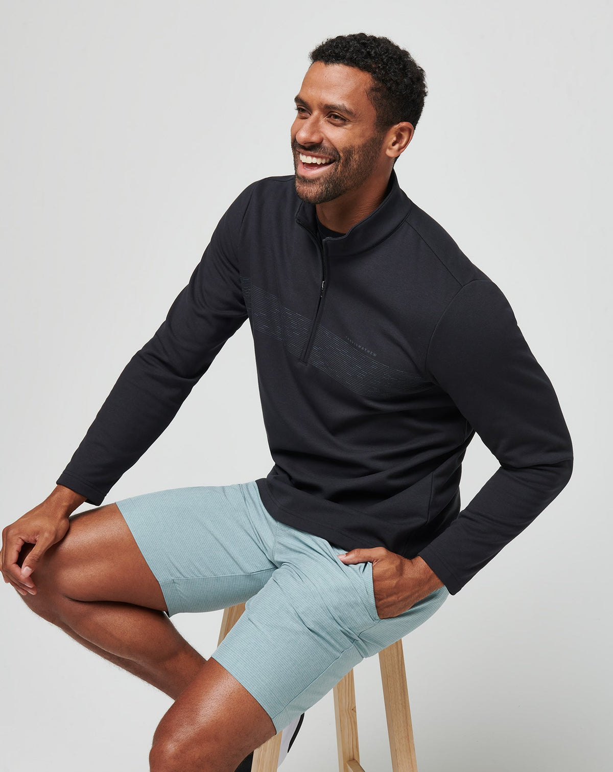 Travis Mathew Discount Upgraded Fleece Chest Stripe Quarter Zip Men