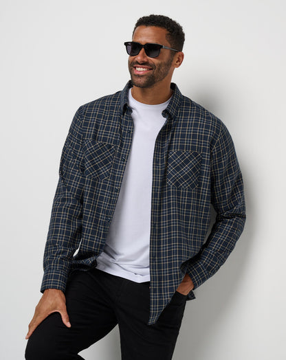 Travis Mathew US Cloud Flannel Plaid Button-Up Men