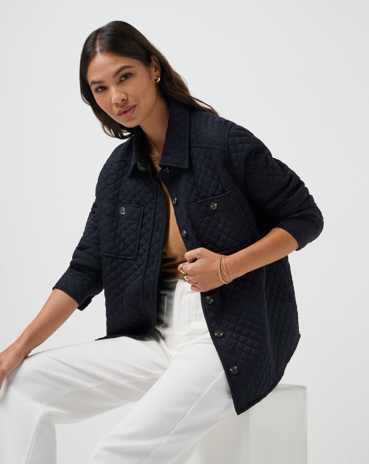 Travis Mathew Outlets Diamond Quilted Shacket Women